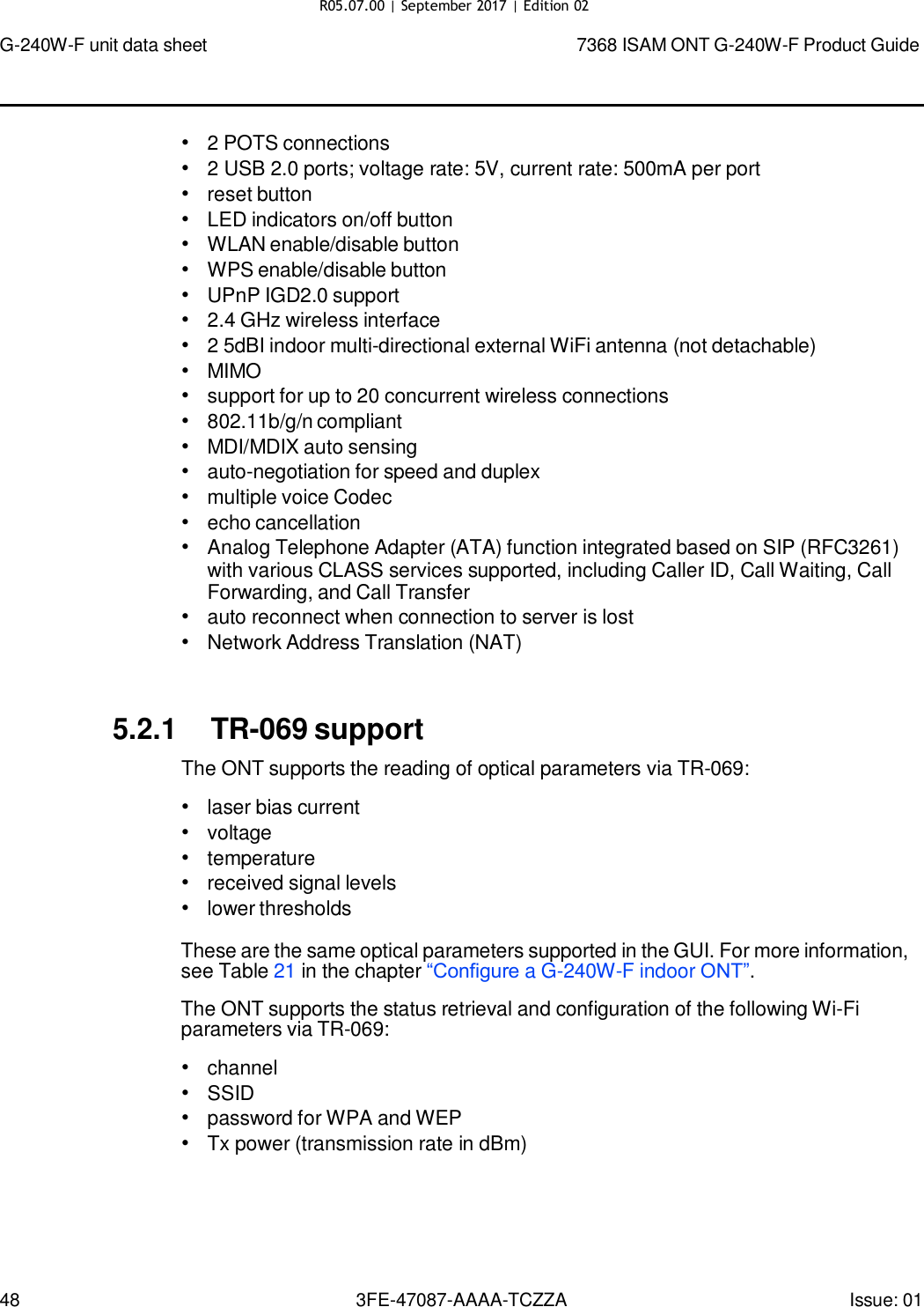Page 45 of Nokia Bell G240WFV2 7368 ISAM GPON ONU User Manual 7368 ISAM ONT G 240W F Product Guide