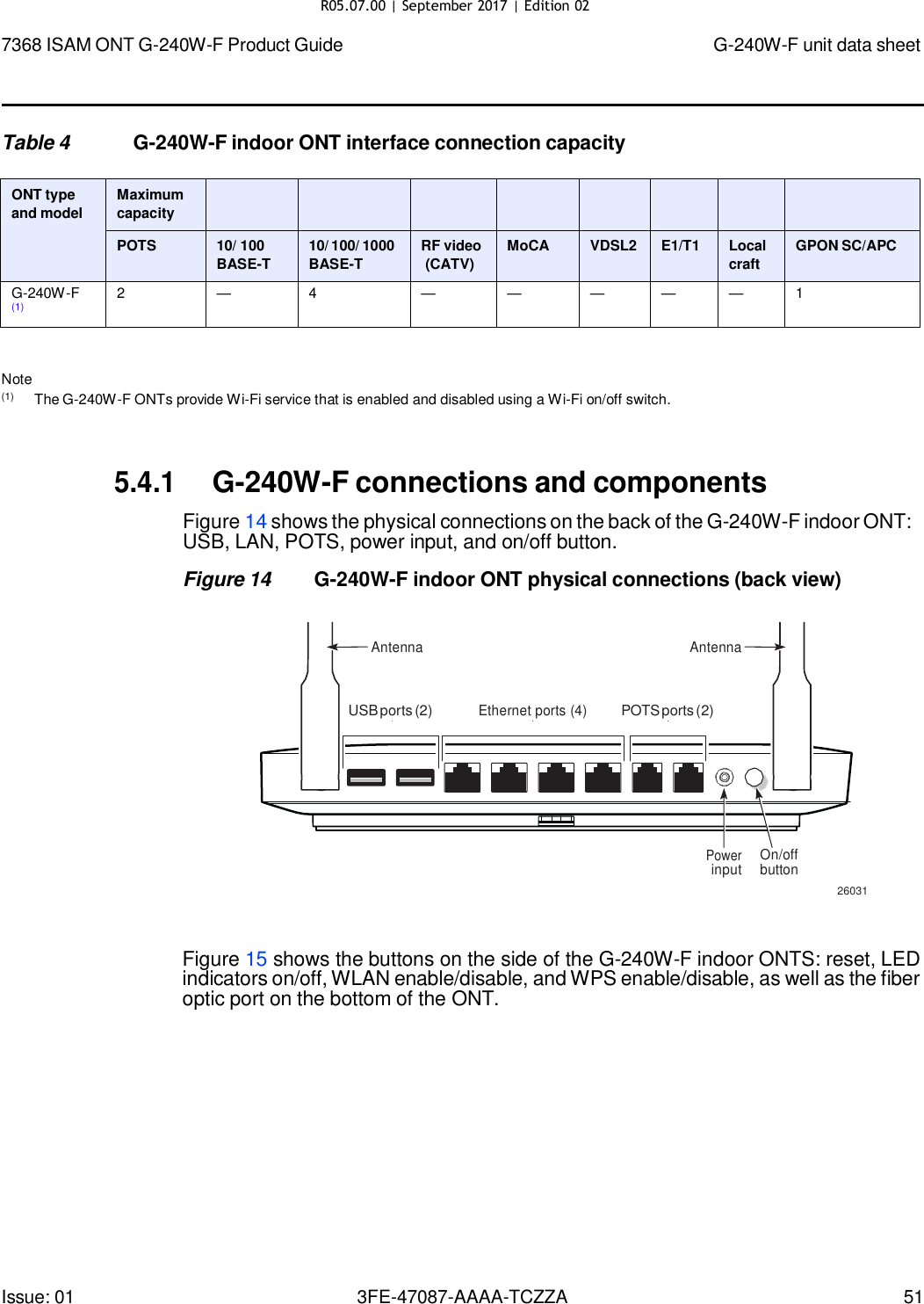 Page 48 of Nokia Bell G240WFV2 7368 ISAM GPON ONU User Manual 7368 ISAM ONT G 240W F Product Guide