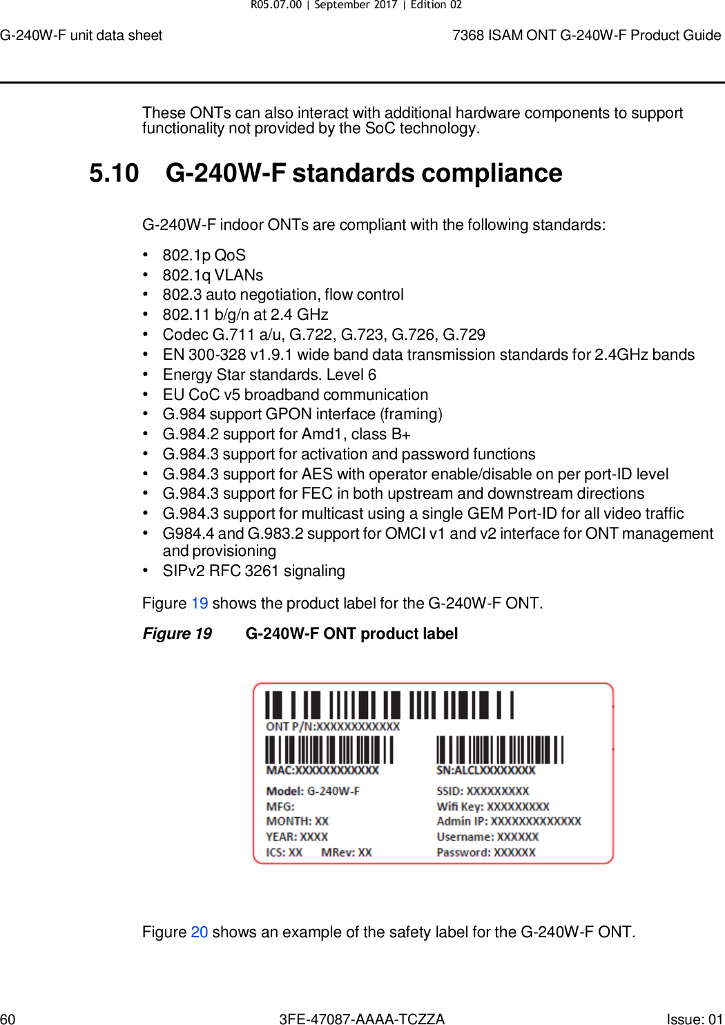 Page 57 of Nokia Bell G240WFV2 7368 ISAM GPON ONU User Manual 7368 ISAM ONT G 240W F Product Guide