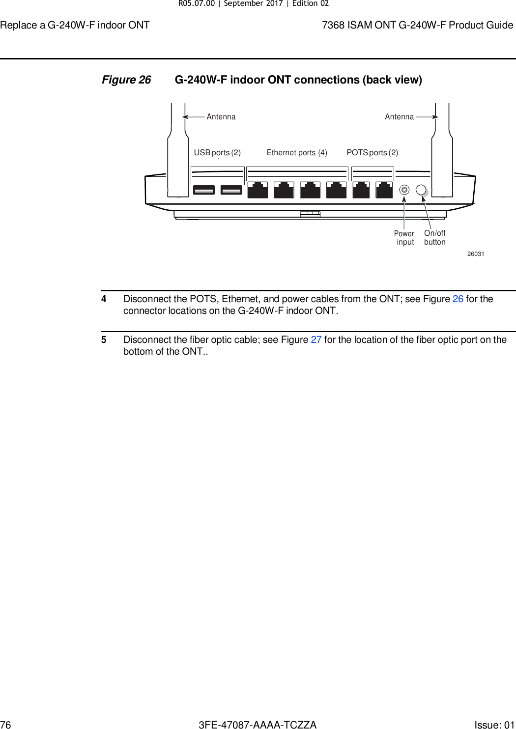 Page 71 of Nokia Bell G240WFV2 7368 ISAM GPON ONU User Manual 7368 ISAM ONT G 240W F Product Guide