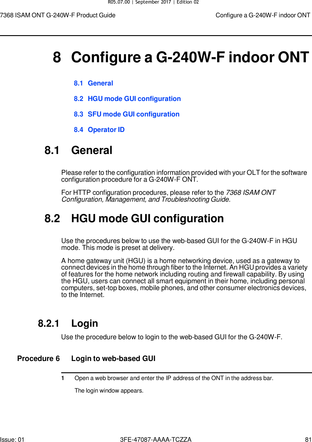 Page 75 of Nokia Bell G240WFV2 7368 ISAM GPON ONU User Manual 7368 ISAM ONT G 240W F Product Guide