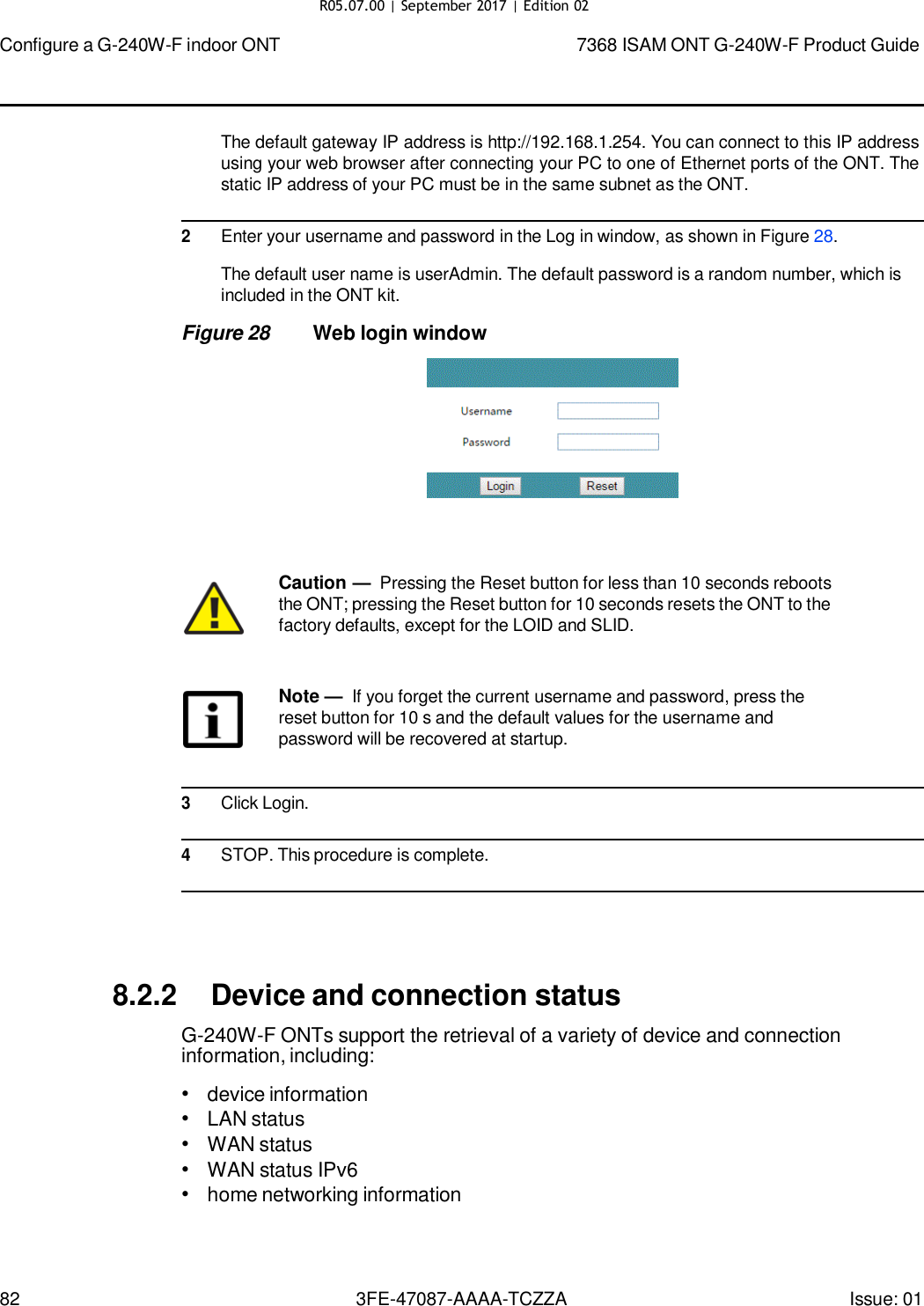 Page 76 of Nokia Bell G240WFV2 7368 ISAM GPON ONU User Manual 7368 ISAM ONT G 240W F Product Guide