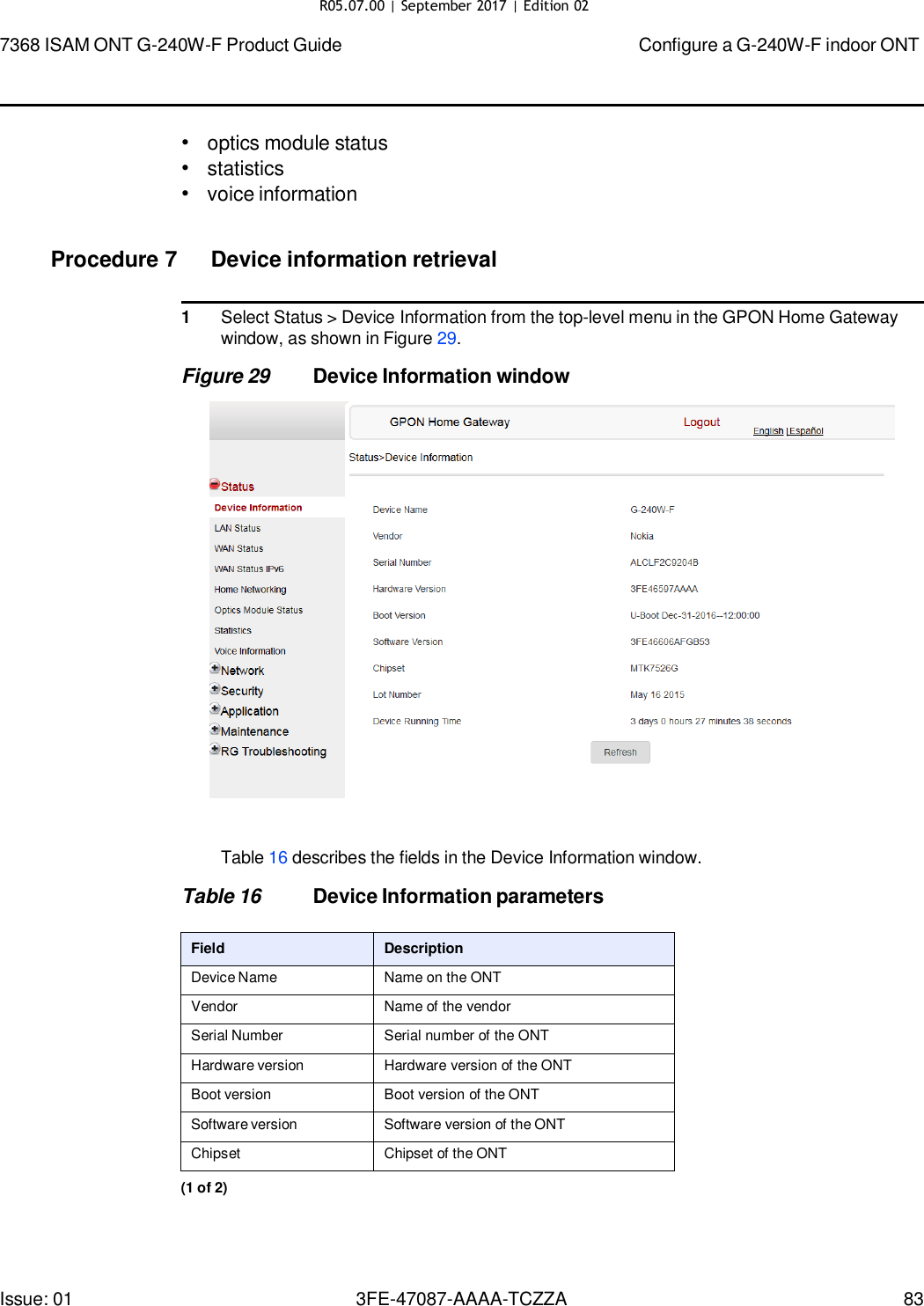 Page 77 of Nokia Bell G240WFV2 7368 ISAM GPON ONU User Manual 7368 ISAM ONT G 240W F Product Guide