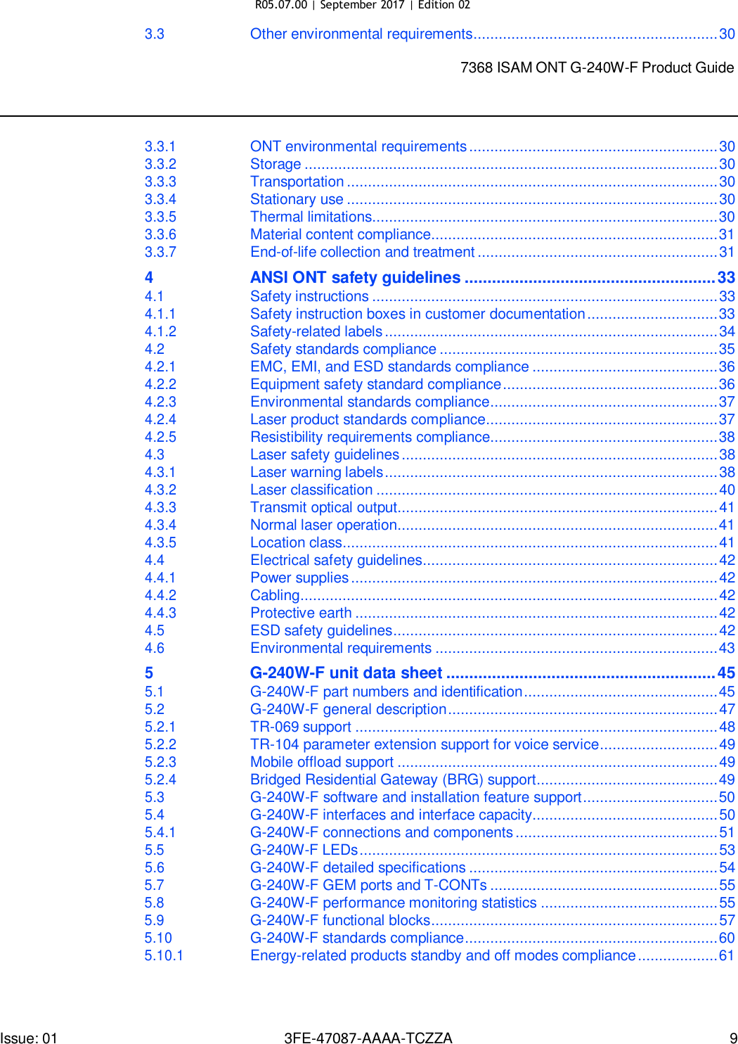 Page 9 of Nokia Bell G240WFV2 7368 ISAM GPON ONU User Manual 7368 ISAM ONT G 240W F Product Guide