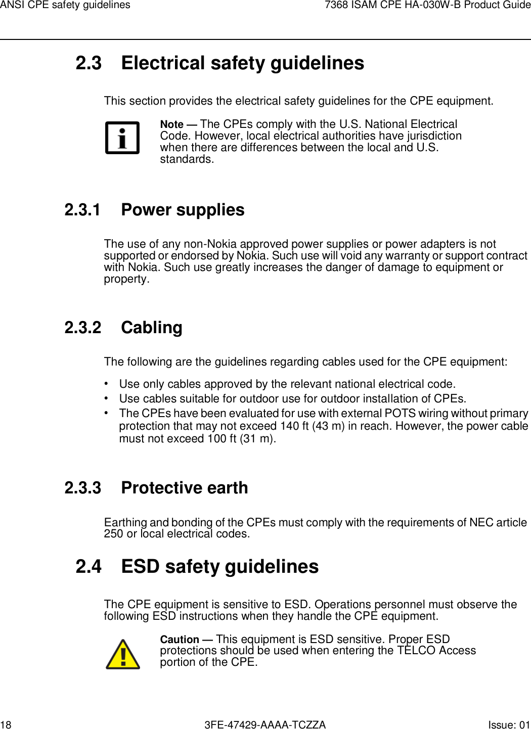 Page 18 of Nokia Bell HA030WB 7368 Intelligent Services Access Manager CPE User Manual 7368 ISAM CPE HA 020W A Product Guide