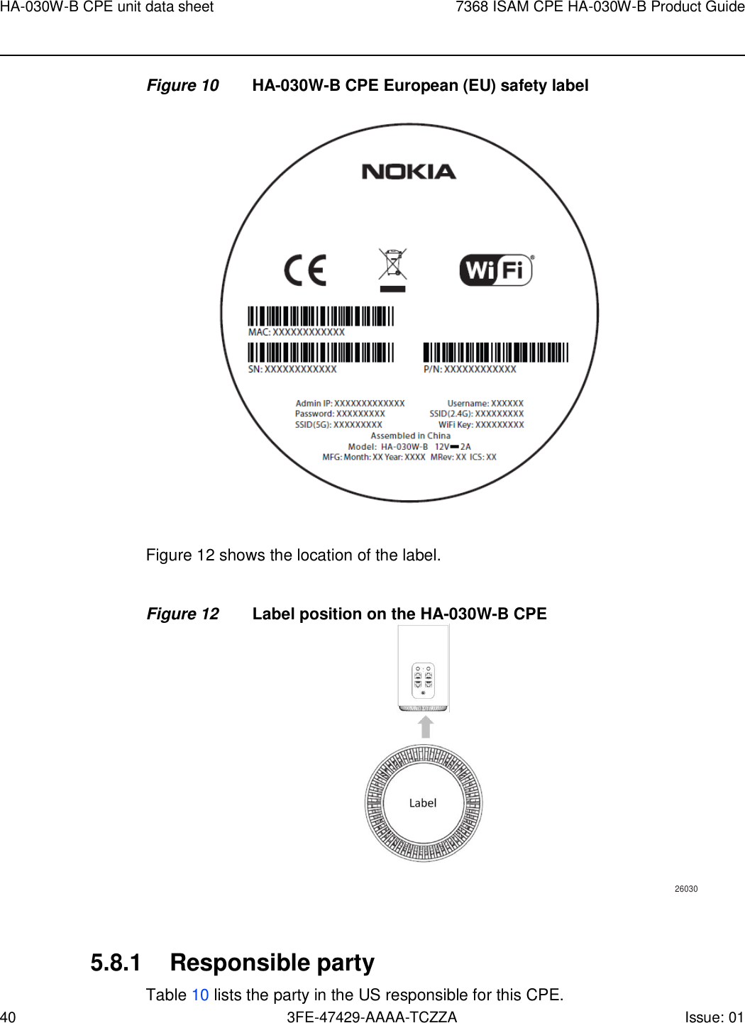 Page 40 of Nokia Bell HA030WB 7368 Intelligent Services Access Manager CPE User Manual 7368 ISAM CPE HA 020W A Product Guide