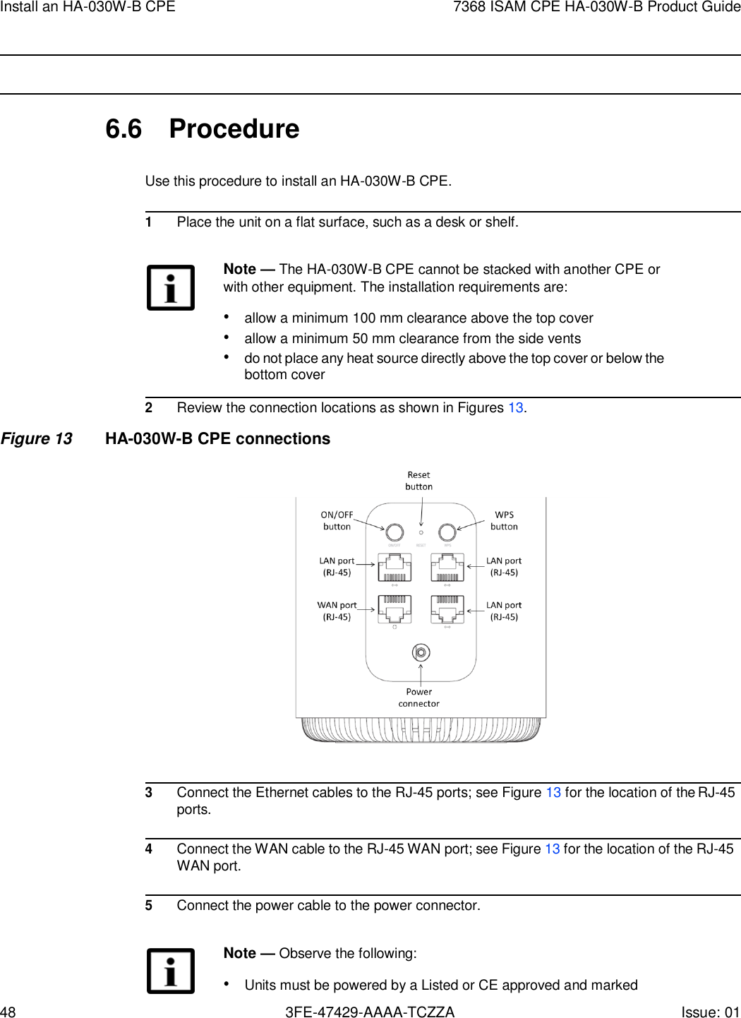 Page 48 of Nokia Bell HA030WB 7368 Intelligent Services Access Manager CPE User Manual 7368 ISAM CPE HA 020W A Product Guide