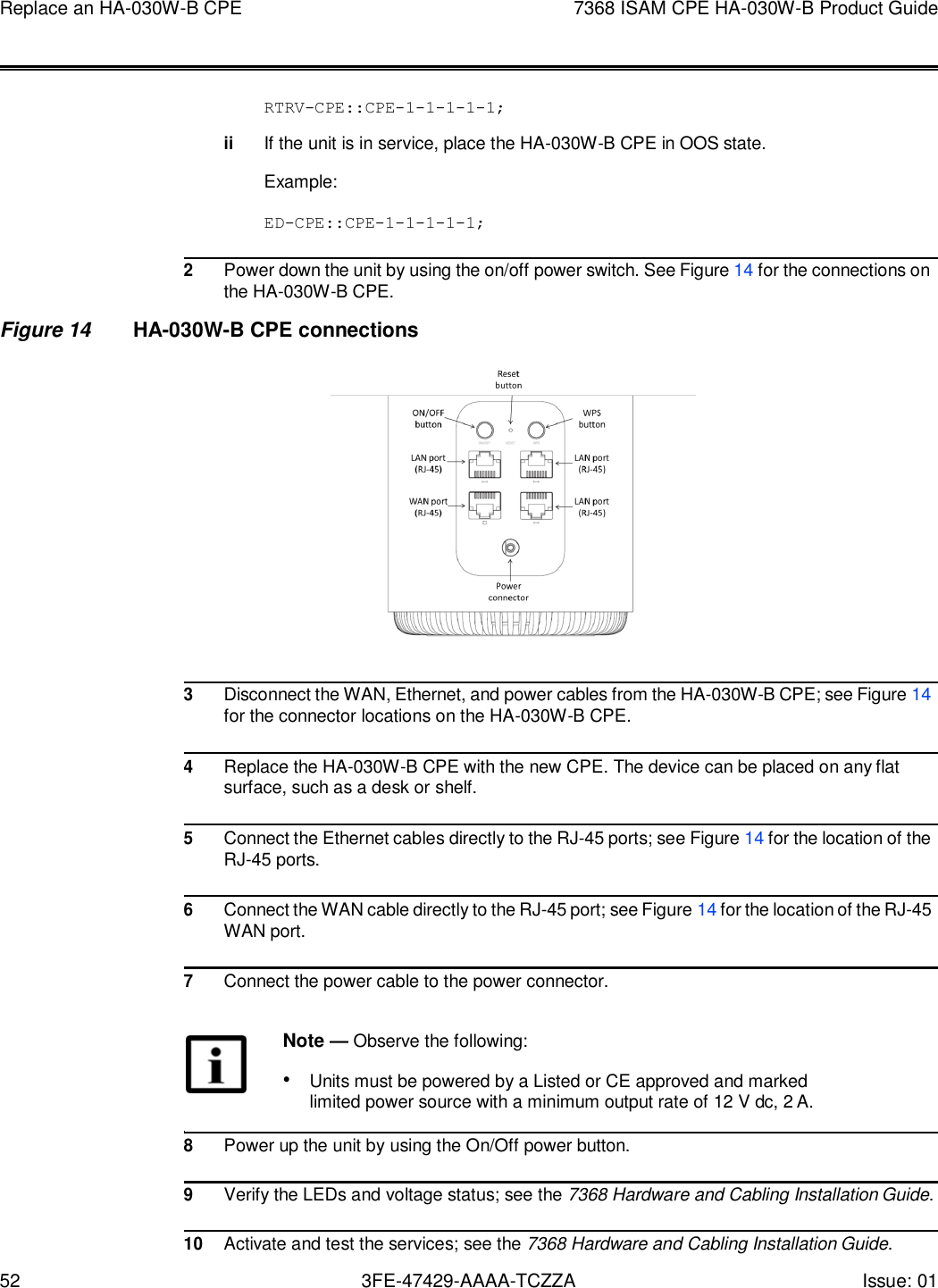 Page 52 of Nokia Bell HA030WB 7368 Intelligent Services Access Manager CPE User Manual 7368 ISAM CPE HA 020W A Product Guide