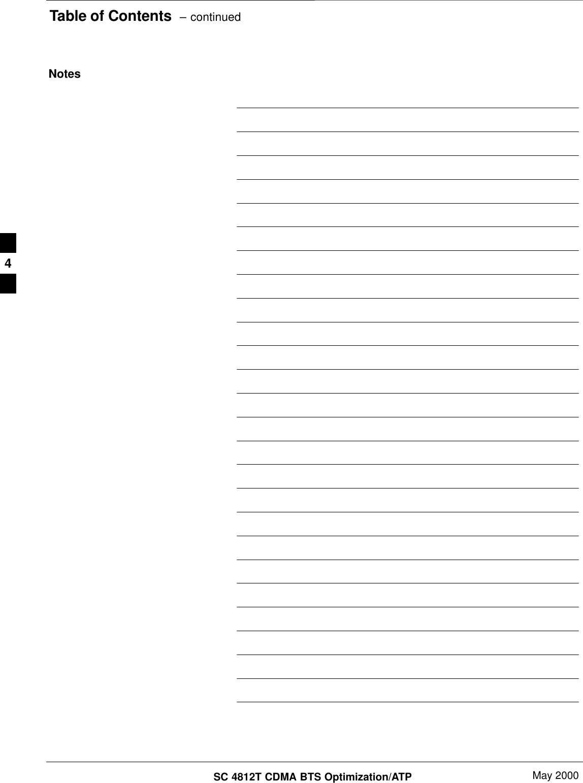 Table of Contents  – continuedSC 4812T CDMA BTS Optimization/ATP May 2000Notes4