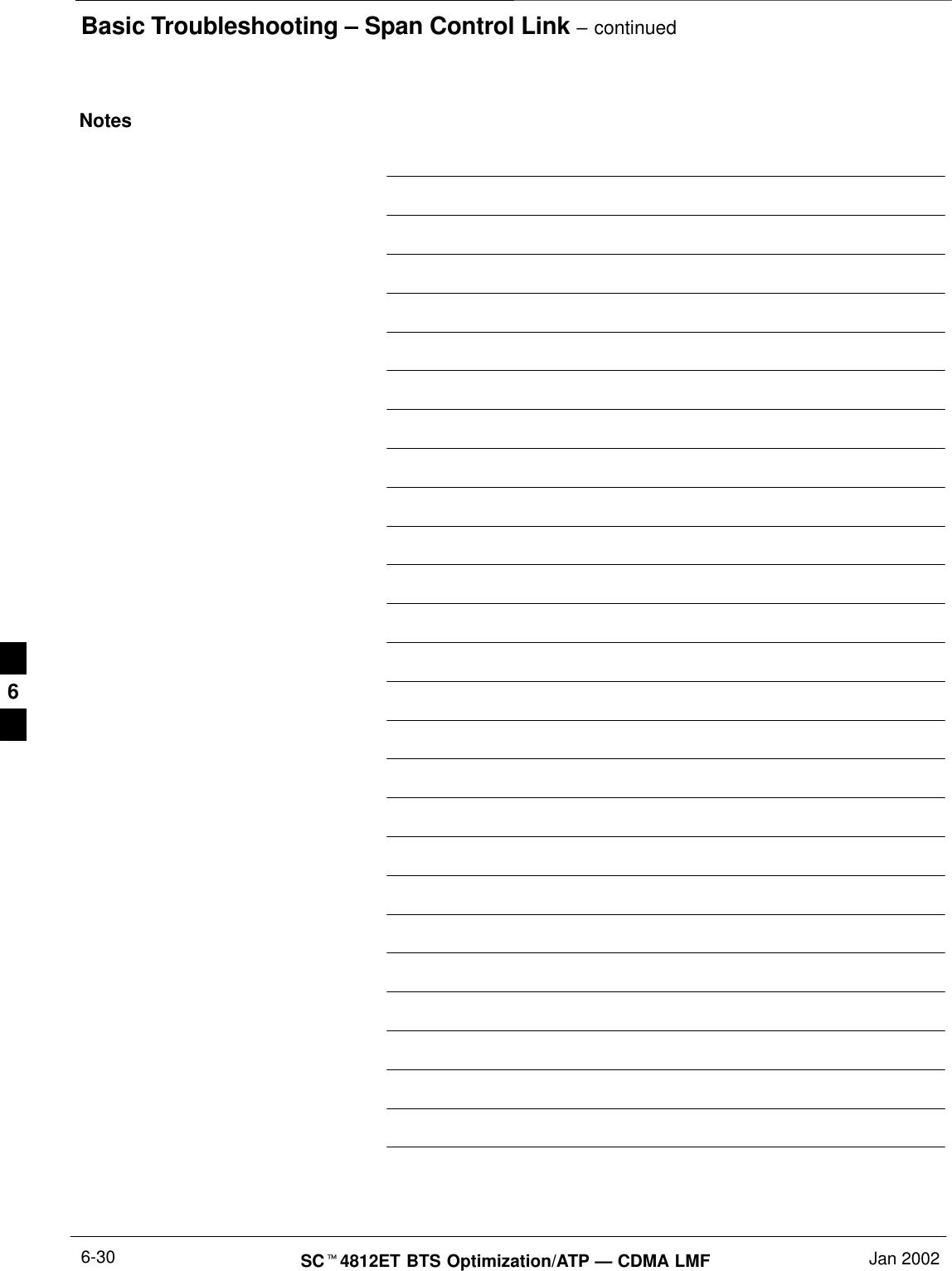 Basic Troubleshooting – Span Control Link – continuedSC4812ET BTS Optimization/ATP — CDMA LMF Jan 20026-30Notes6