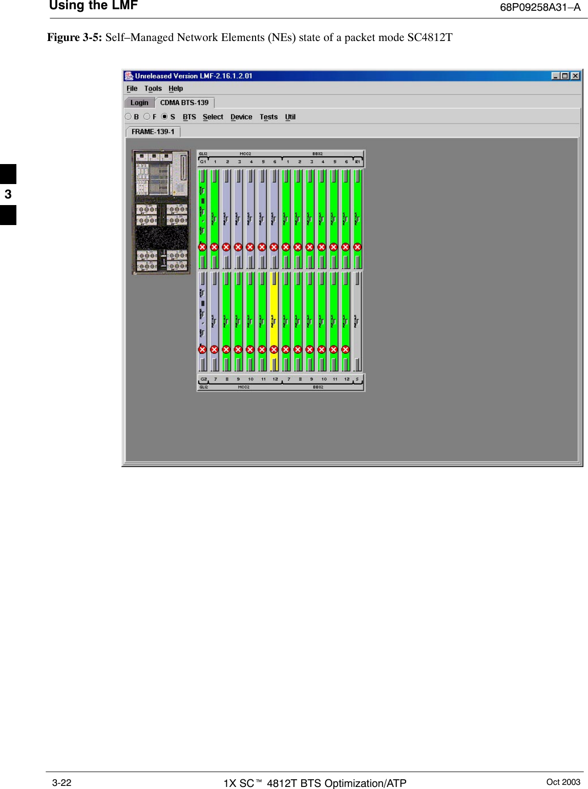 Using the LMF 68P09258A31–AOct 20031X SCt 4812T BTS Optimization/ATP3-22Figure 3-5: Self–Managed Network Elements (NEs) state of a packet mode SC4812T3