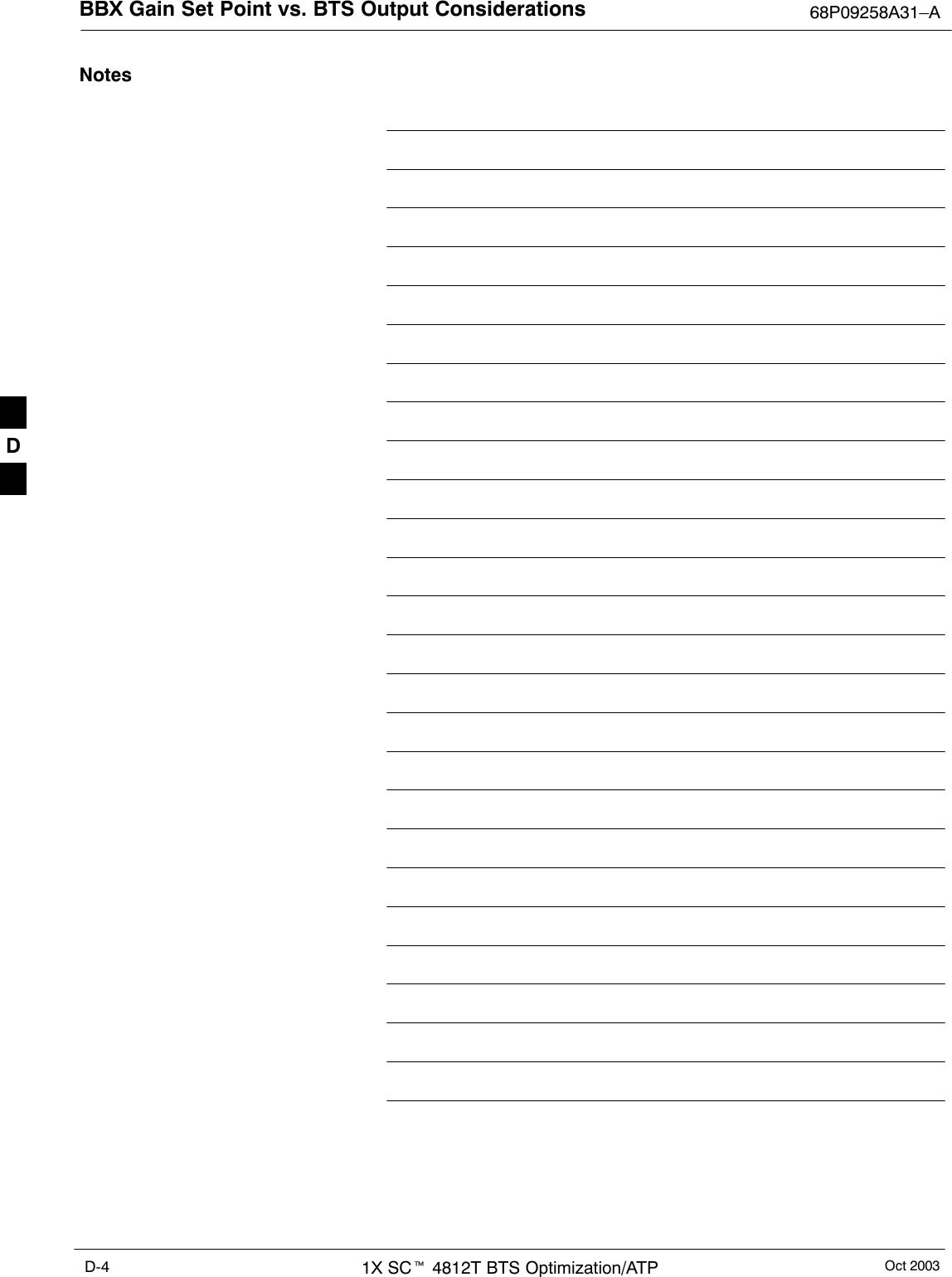 BBX Gain Set Point vs. BTS Output Considerations 68P09258A31–AOct 20031X SCt 4812T BTS Optimization/ATPD-4NotesD