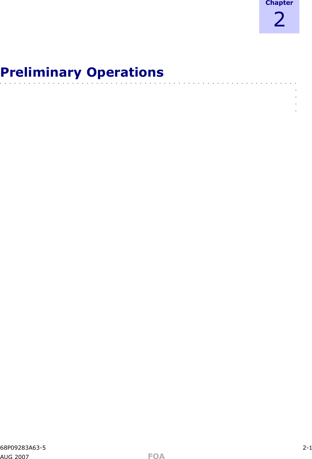 C h a p t e r2Preliminary Operations■■■■■■■■■■■■■■■■■■■■■■■■■■■■■■■■■■■■■■■■■■■■■■■■■■■■■■■■■■■■■■■■■■68P09283A63 -5 2 -1A UG 2007 FOA