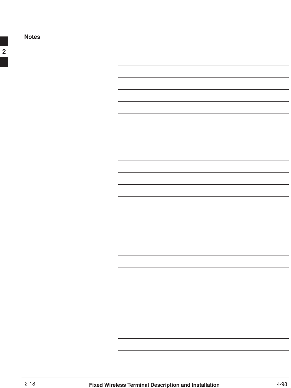  Fixed Wireless Terminal Description and Installation 4/982-18Notes2