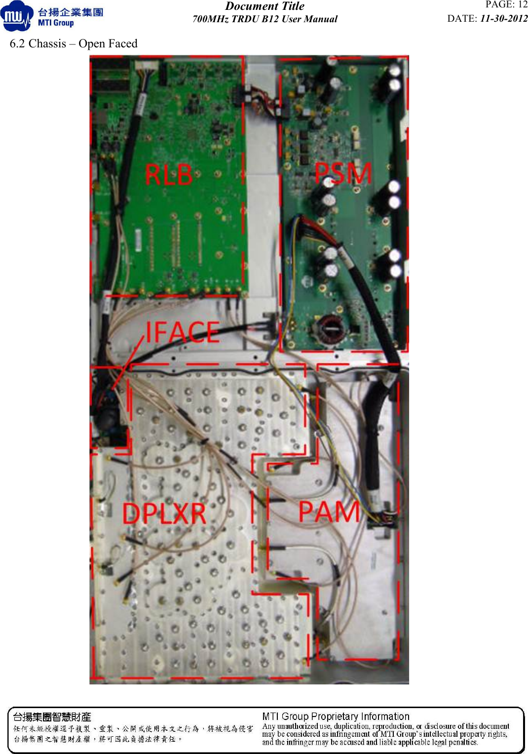  Document Title PAGE: 12 700MHz TRDU B12 User Manual DATE: 11-30-2012          6.2 Chassis – Open Faced                                          