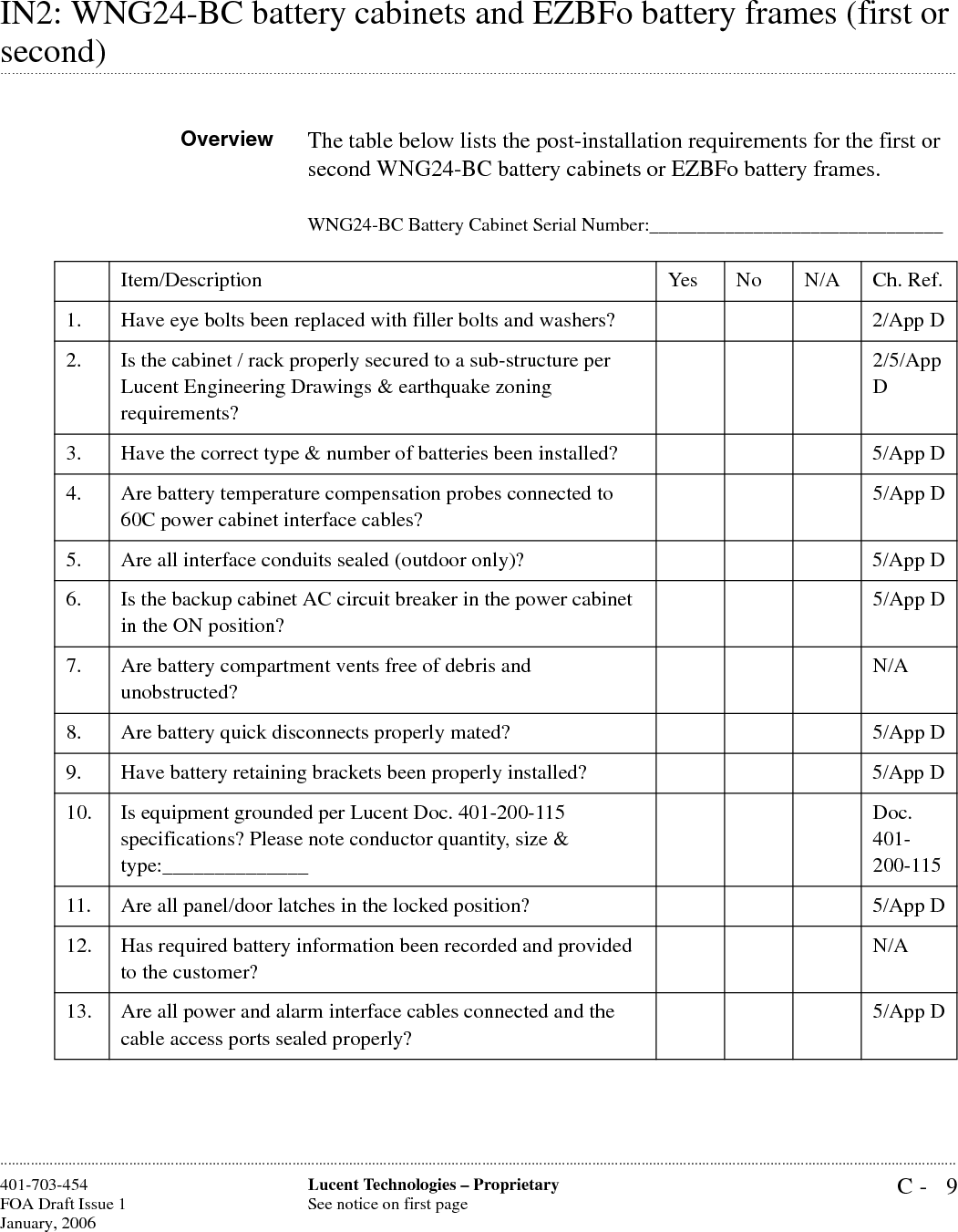 C- 10 Lucent Technologies – ProprietarySee notice on first page  401-703-454FOA Draft Issue 1January, 2006...........................................................................................................................................................................................................................................................