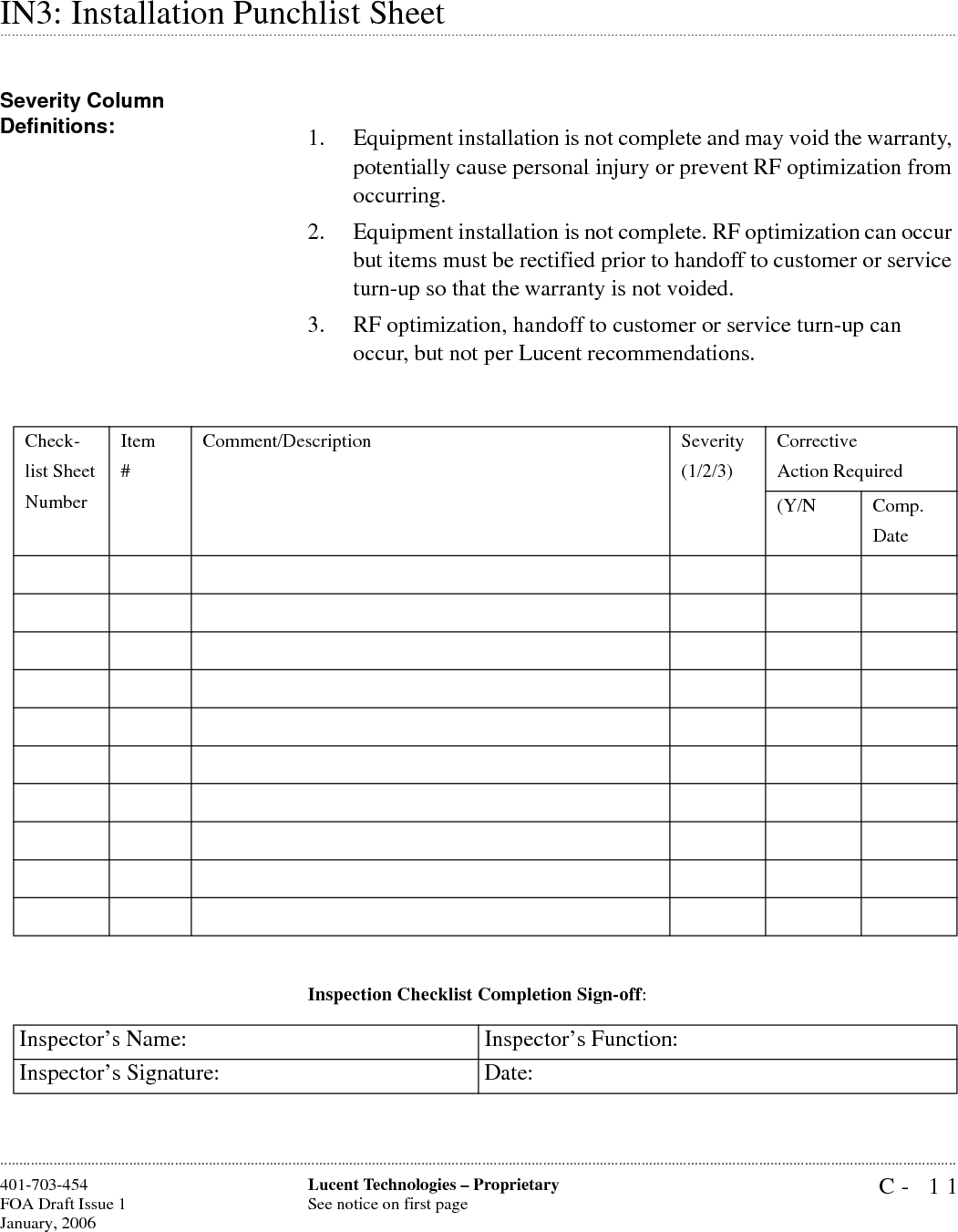 C- 12 Lucent Technologies – ProprietarySee notice on first page  401-703-454FOA Draft Issue 1January, 2006...........................................................................................................................................................................................................................................................