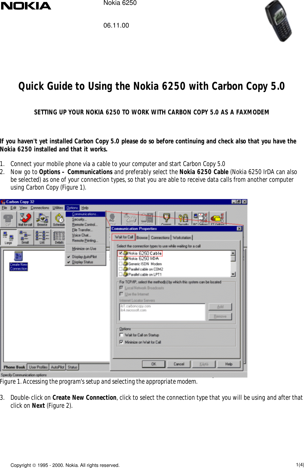 Page 1 of 4 - Nokia 6250 Using The With Carbon Copy 5.0 (PDF File) User Manual  To Fc71aff2-b394-4580-8860-d7a65c637cac