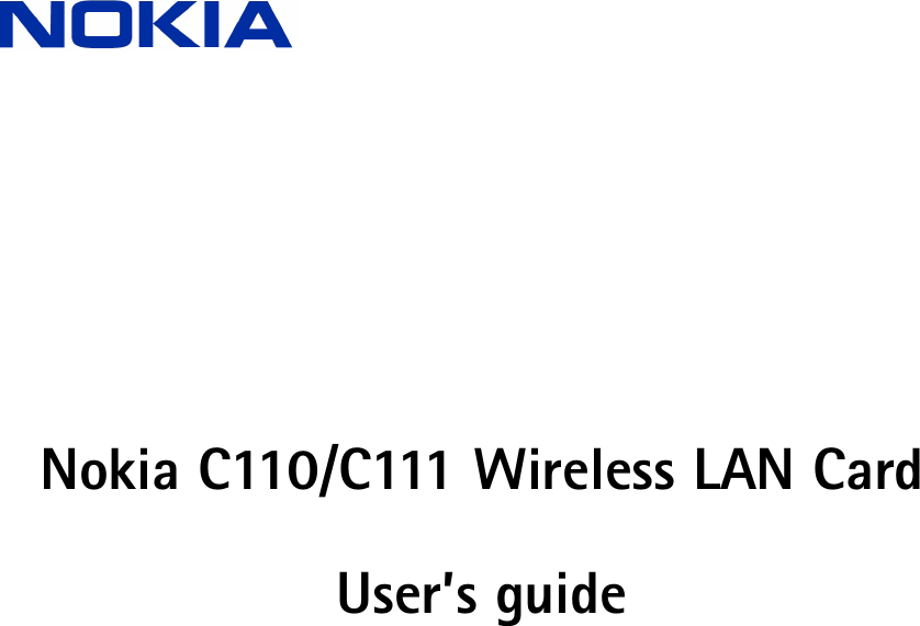 Nokia C110/C111 Wireless LAN CardUser’s guide