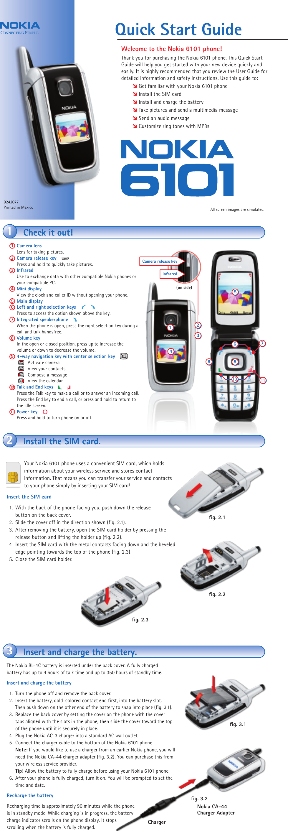 Page 1 of 2 - Nokia Nokia-6101-Quick-Start-Guide-  Nokia-6101-quick-start-guide