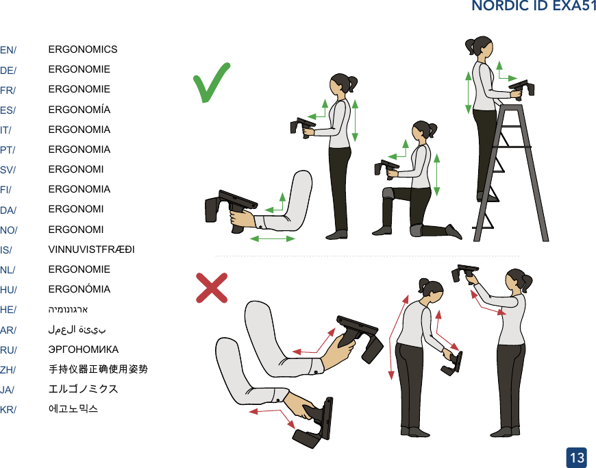 EN/DE/FR/ES/IT/PT/SV/FI/DA/NO/IS/NL/HU/HE/AR/RU/ZH/JA/KR/13NORDIC ID EXA51ERGONOMICSERGONOMIEERGONOMIEERGONOMÍAERGONOMIAERGONOMIAERGONOMIERGONOMIAERGONOMIERGONOMIVINNUVISTFRÆÐIERGONOMIEERGONÓMIAהימונוגראلمعلا ةئيبЭРГОНОМИКА手持仪器正确使用姿势エルゴノミクス에고노믹스