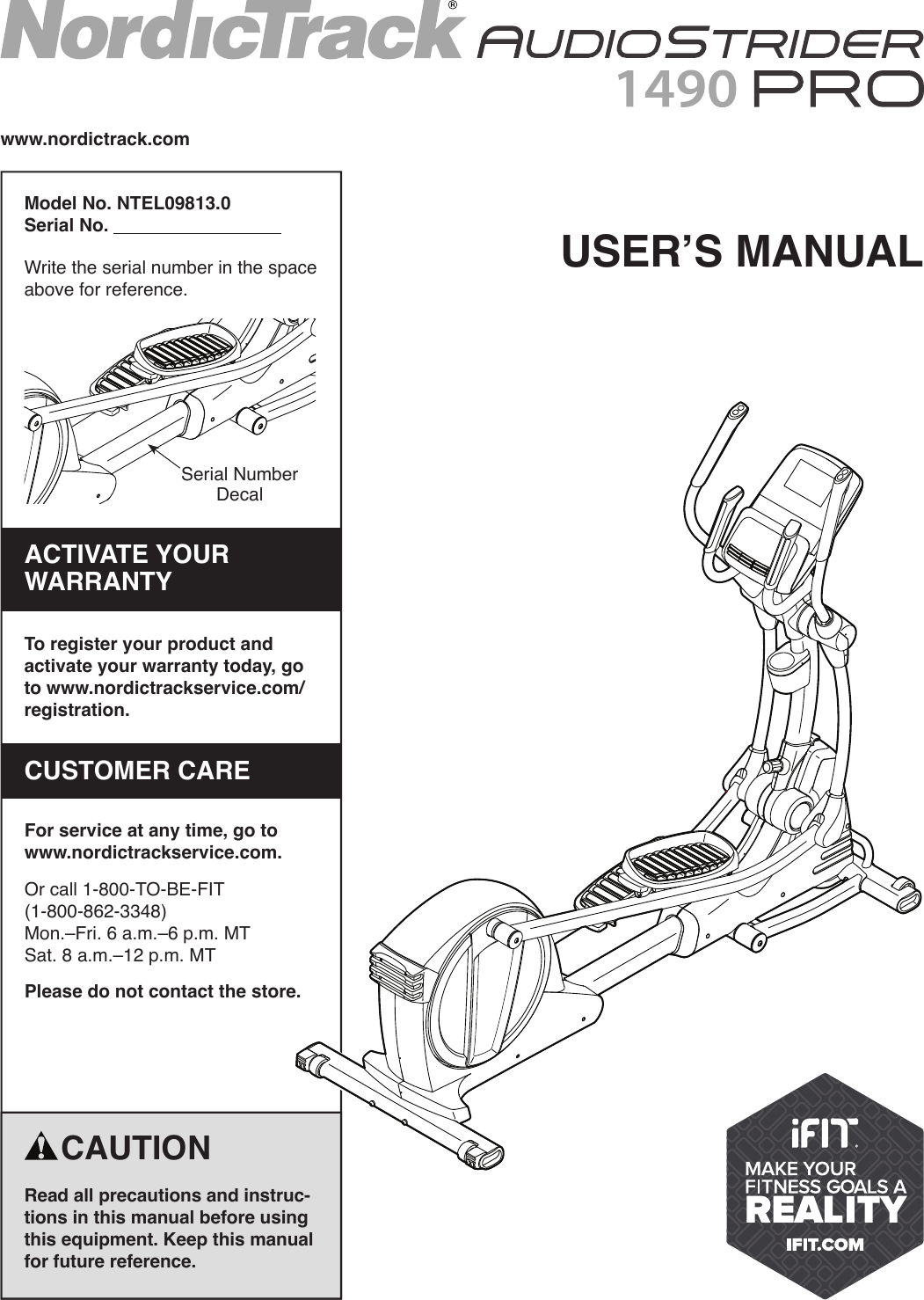 Nordictrack discount elliptical manual