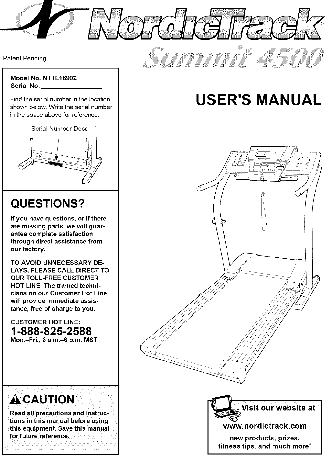 Nordictrack 831298892 User Manual NORDIC TRACK SUMMIT 4500 Manuals And ...