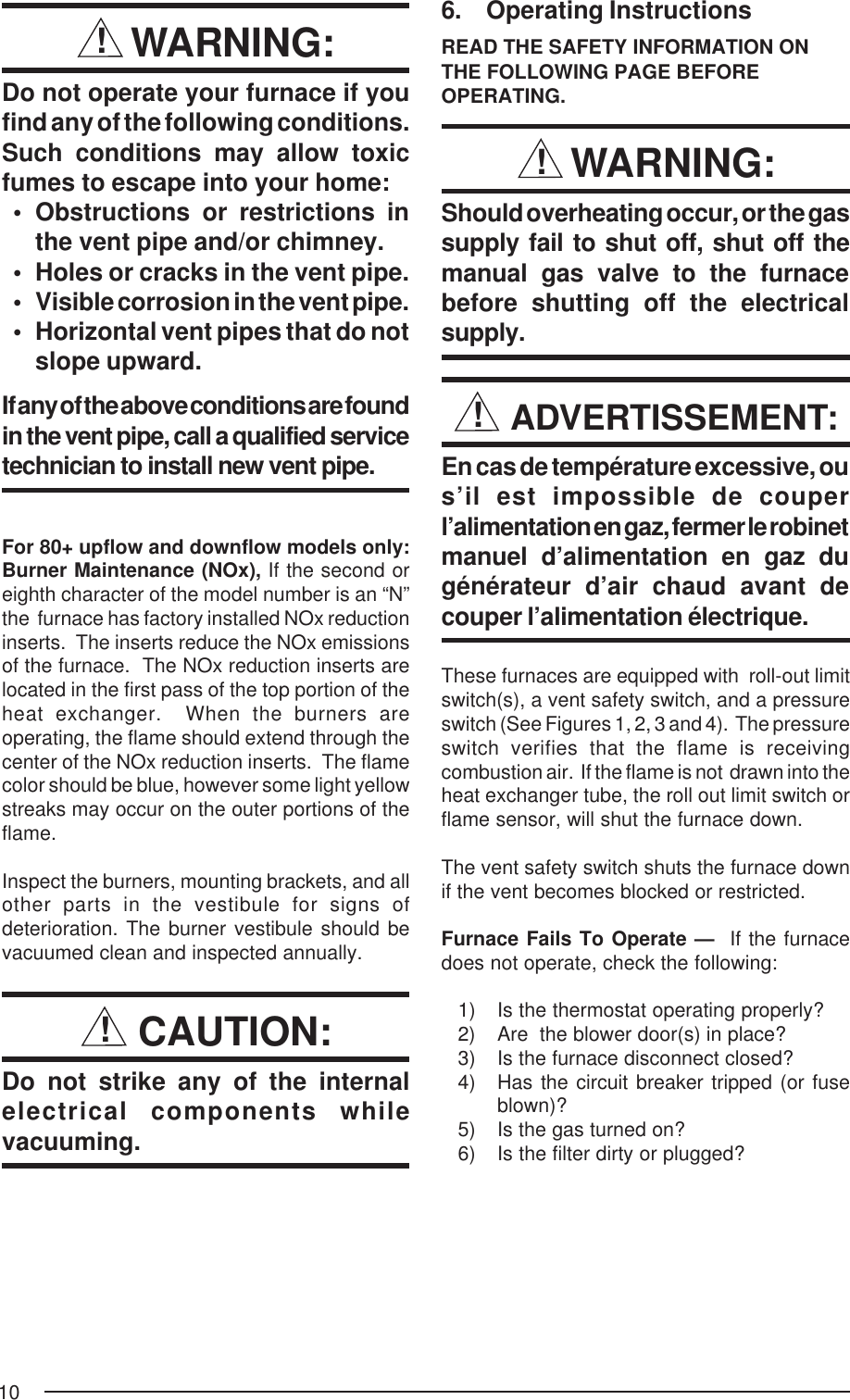 Page 10 of 12 - Nordyne Nordyne-Residential-Gas-Furnaces-Users-Manual- 708222-0 G6TA Furn. UM.PMD  Nordyne-residential-gas-furnaces-users-manual
