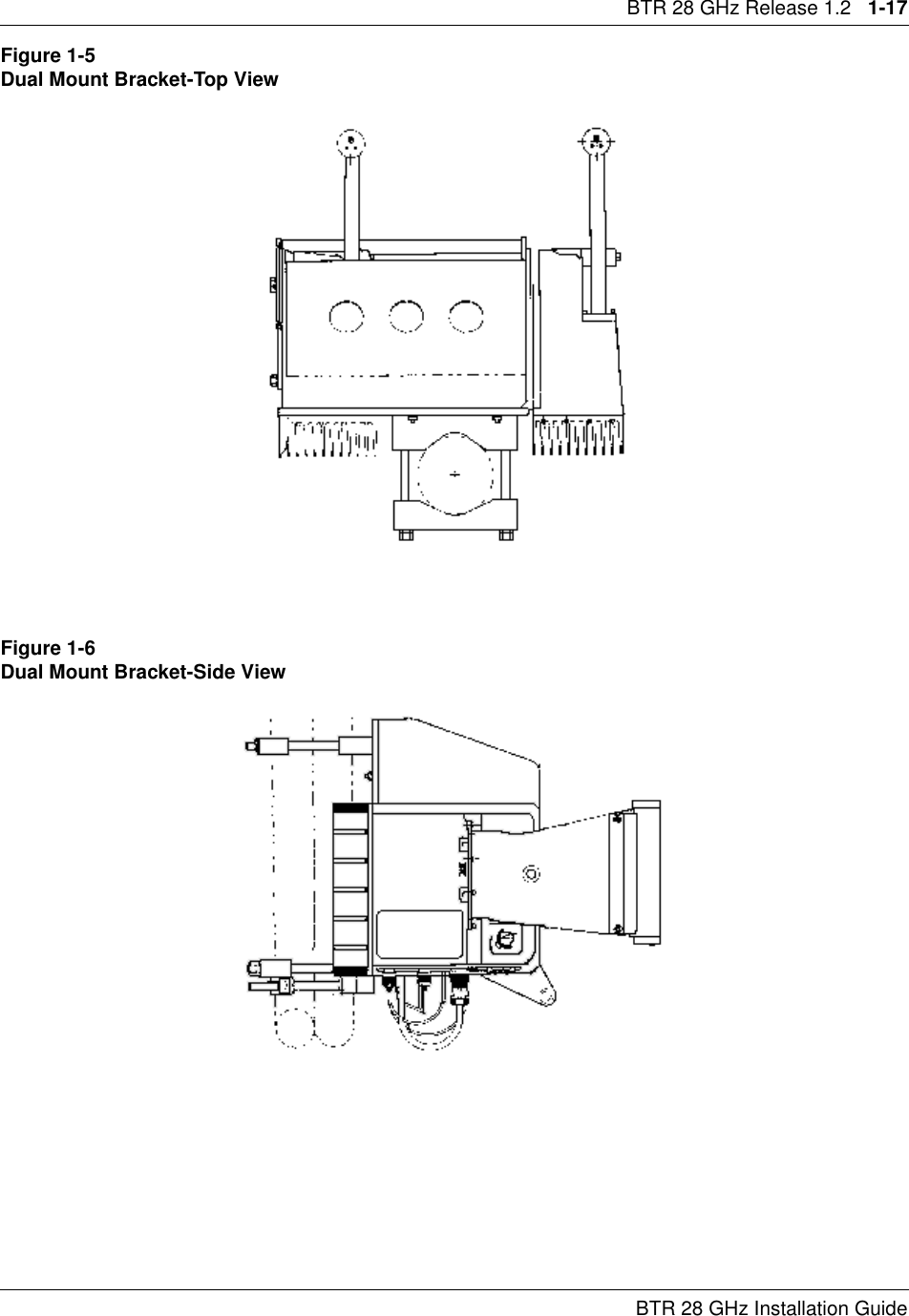 BTR 28 GHz Release 1.2   1-17BTR 28 GHz Installation GuideFigure 1-5Dual Mount Bracket-Top ViewFigure 1-6Dual Mount Bracket-Side View