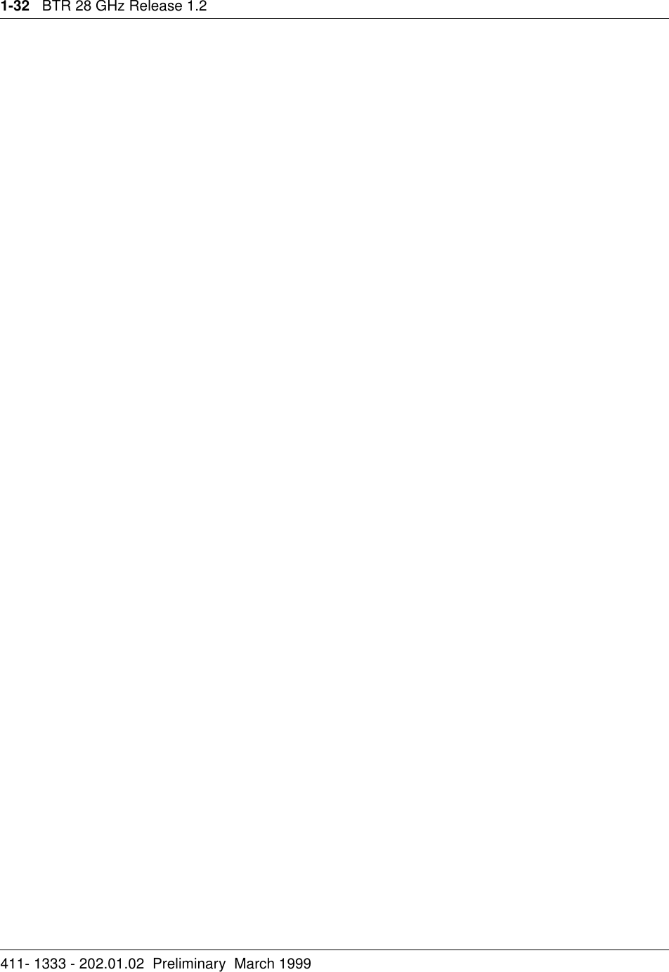 1-32   BTR 28 GHz Release 1.2411- 1333 - 202.01.02  Preliminary  March 1999