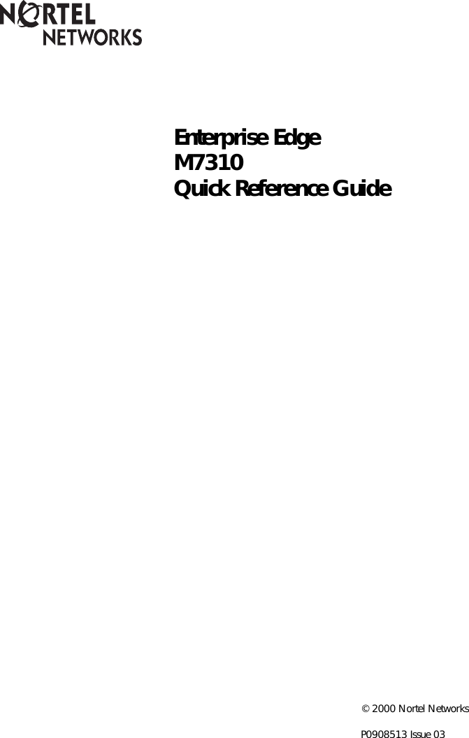 Page 1 of 8 - Nortel-Networks Nortel-Networks-Cell-Phone-M7310-Users-Manual- BCM 2.0 M7310 Quick Reference Guide  Nortel-networks-cell-phone-m7310-users-manual