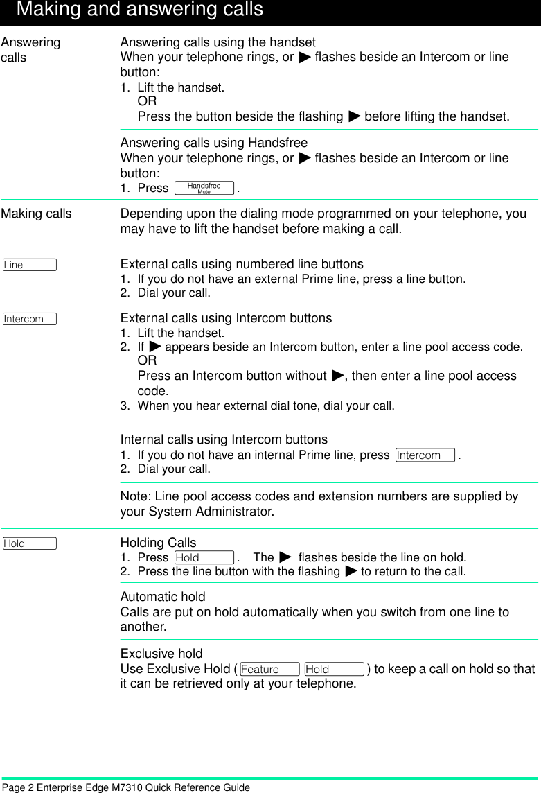 Page 4 of 8 - Nortel-Networks Nortel-Networks-Cell-Phone-M7310-Users-Manual- BCM 2.0 M7310 Quick Reference Guide  Nortel-networks-cell-phone-m7310-users-manual