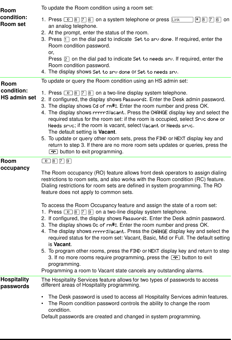 Page 5 of 6 - Nortel-Networks Nortel-Networks-Telephone-M7310-Users-Manual- Norstar ICS Hospitality Features Card  Nortel-networks-telephone-m7310-users-manual