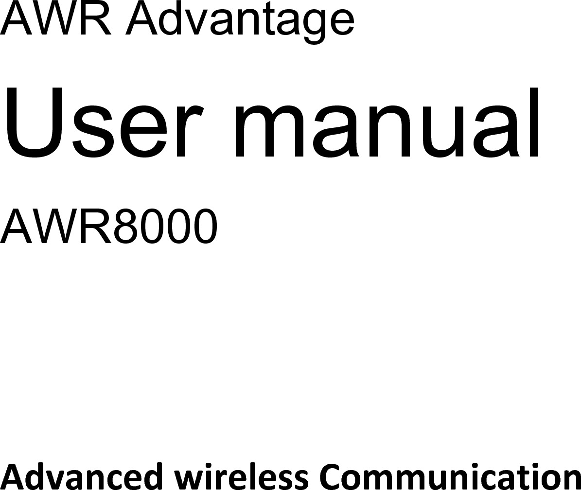 AWR Advantage User manual AWR8000   AdvancedwirelessCommunication 