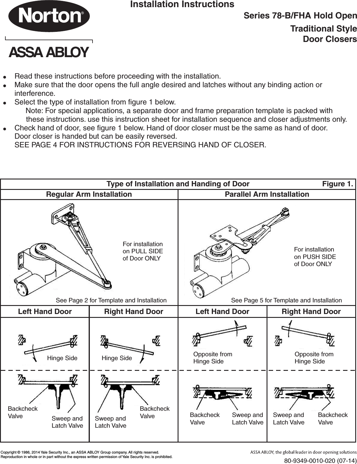 Page 1 of 6 - Norton  78-B/FHA Regular Or Parallel Arm, Hold Open 80-9349-0010-020