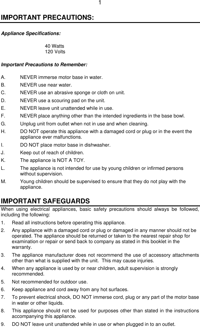 Page 3 of 10 - Nostalgia-Electrics Nostalgia-Electrics-Lpf-210-Users-Manual- Read These  Nostalgia-electrics-lpf-210-users-manual