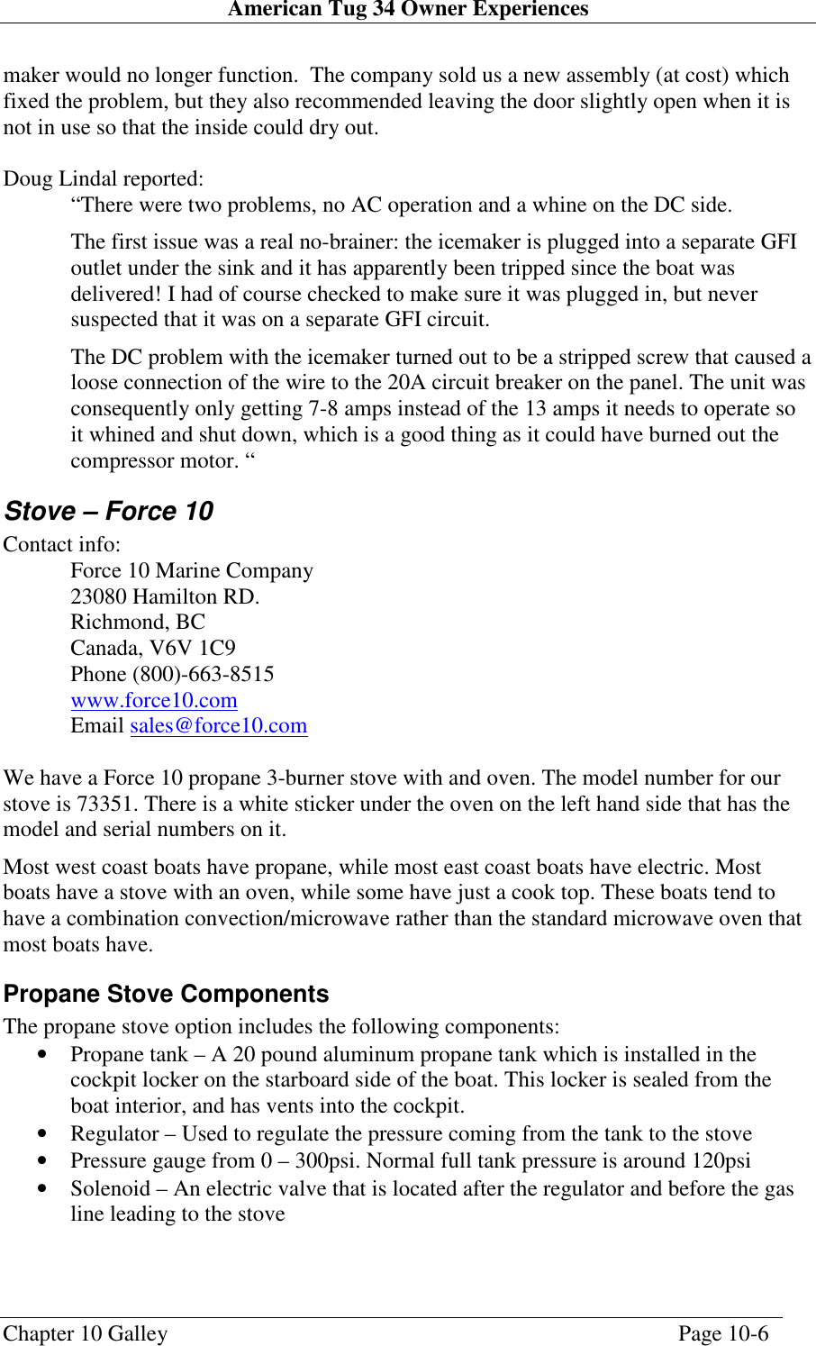 Page 6 of 9 - Nova-Kool Nova-Kool-Chapter-10-Users-Manual American Tug 34 Owners Experiences V1.1