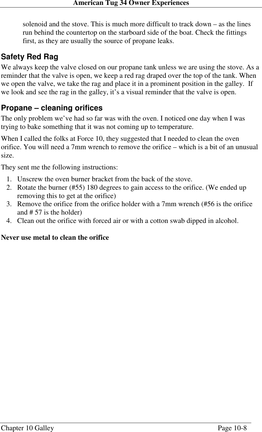Page 8 of 9 - Nova-Kool Nova-Kool-Chapter-10-Users-Manual American Tug 34 Owners Experiences V1.1
