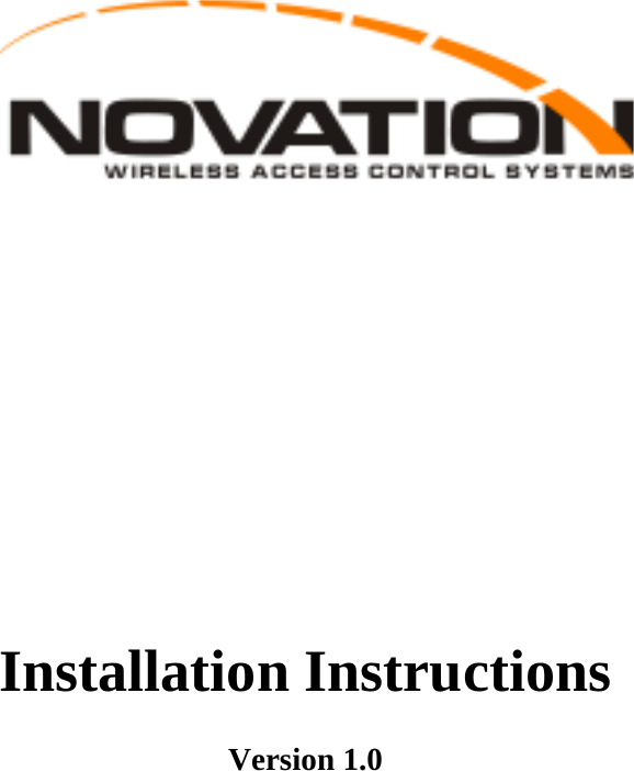               Installation Instructions  Version 1.0 