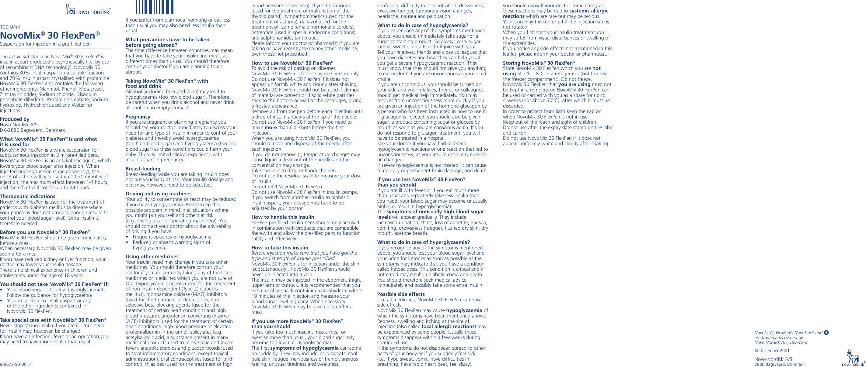 Page 1 of 2 - Novo-Nordisk Novo-Nordisk-Insulin-Pen-30-Users-Manual- 8-9673-90-001-1  Novo-nordisk-insulin-pen-30-users-manual