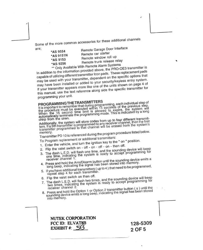 SECURITY DEVICE TRANSMITTER User Manual