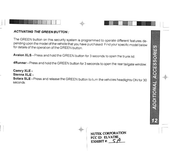 AUTO SECURITY TRANSMITTER User Manual