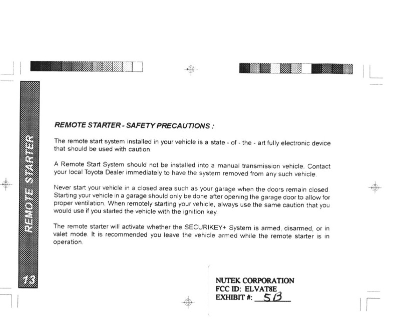 AUTO SECURITY TRANSMITTER User Manual