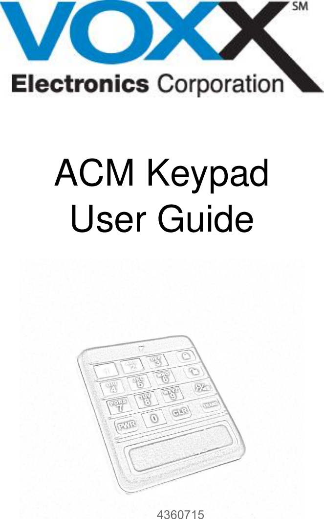                     ACM Keypad User Guide       4360715