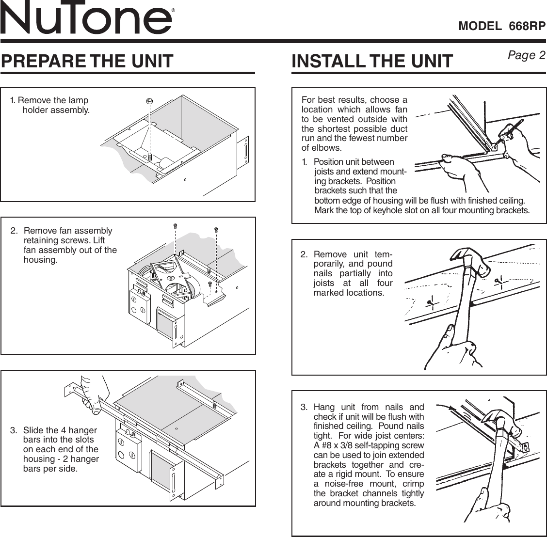 Page 2 of 8 - Nutone Nutone-668Rp-Quick-Start-Guide