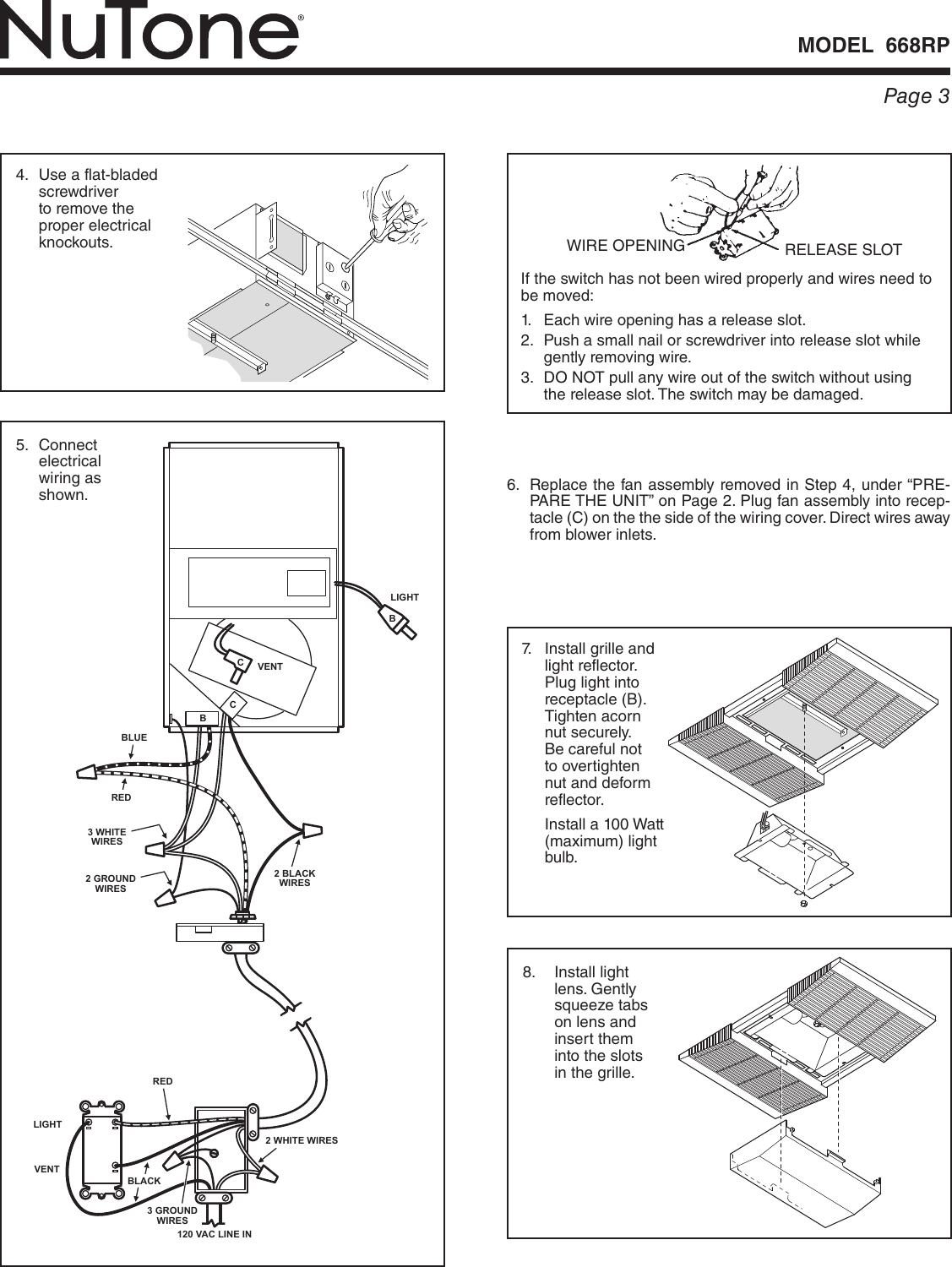 Page 3 of 8 - Nutone Nutone-668Rp-Quick-Start-Guide