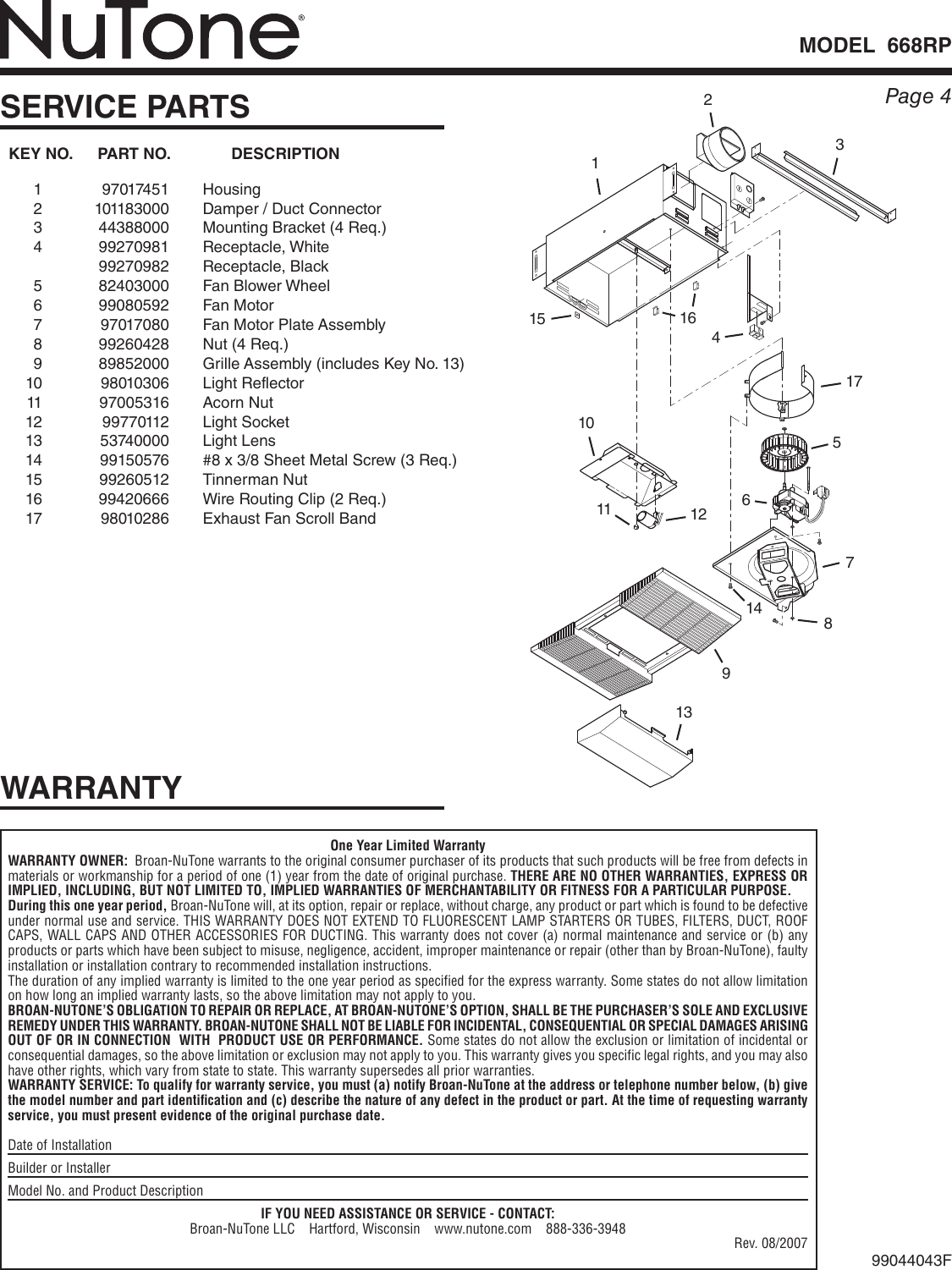 Page 4 of 8 - Nutone Nutone-668Rp-Quick-Start-Guide