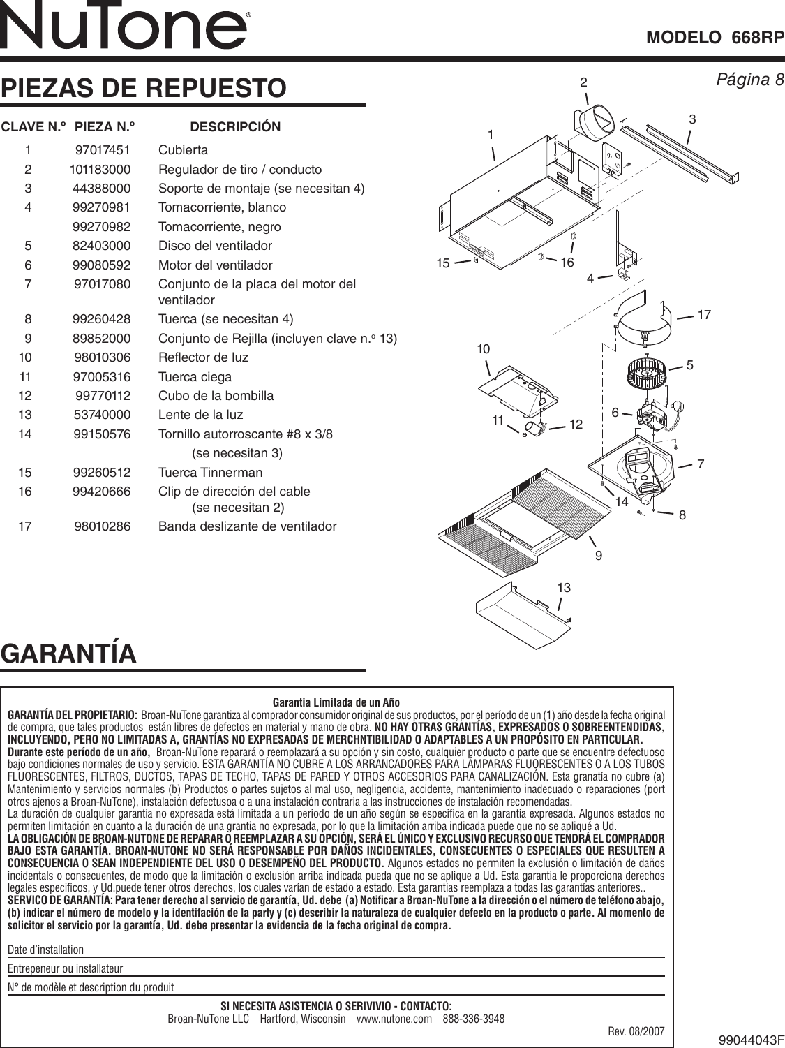 Page 8 of 8 - Nutone Nutone-668Rp-Quick-Start-Guide