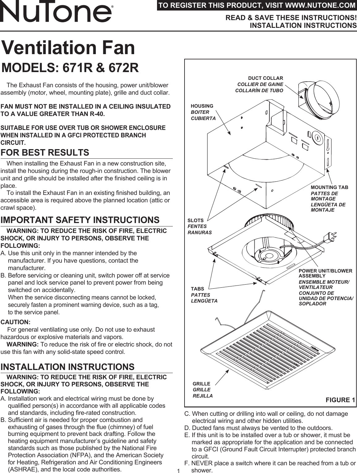 Nutone R Quick Start Guide