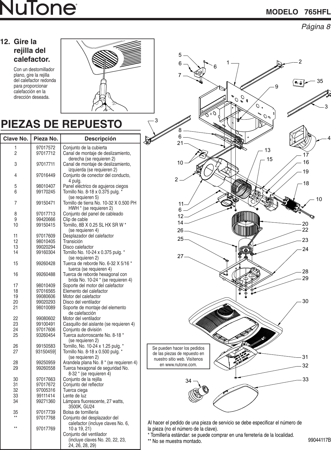 Nutone 765Hfl Users Manual